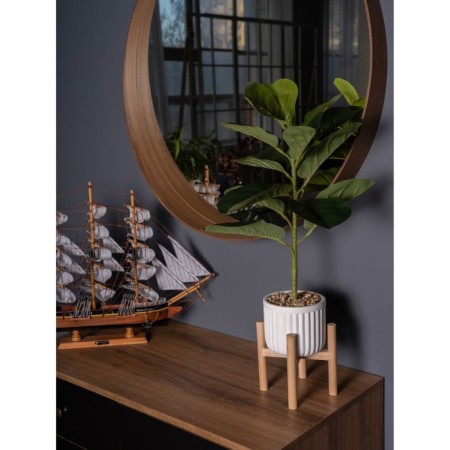Ficus in a cement pot with a stand of MDF, 140 × 140 × 690 mm, green / white / beige color-6