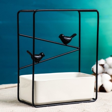 Pot on the stand "Birds" black, 21x17x8cm-2