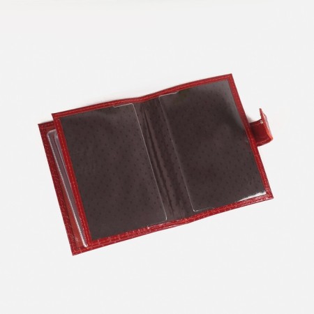 Cover for autoDocations and passports on the button, crocodile, red color-3