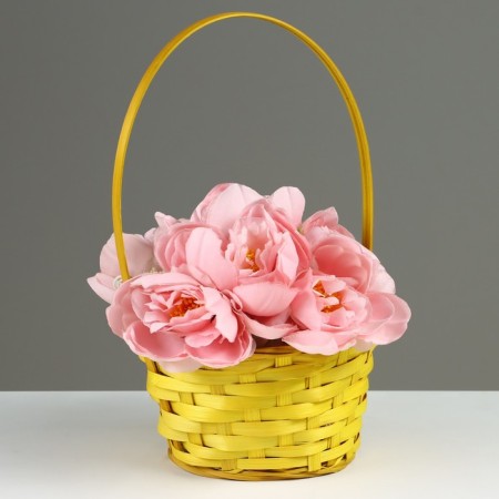 Wicker basket, D19 x 9.5 x 32 cm, yellow, bamboo-1