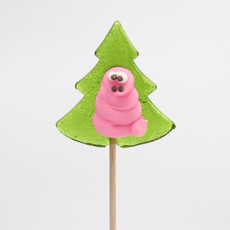 Caramel on a stick "Christmas tree-shock", green, 22g