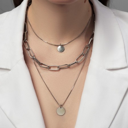 Piece "chain" three threads, color silver, 66 cm-2