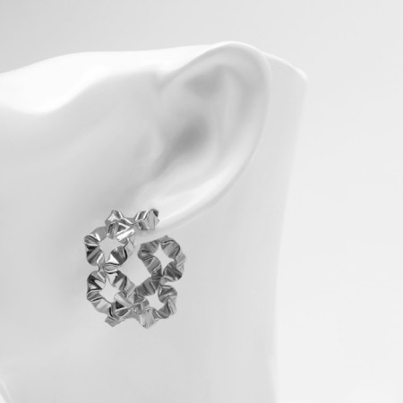 Earrings Metal "Bohemia" sunrise, color silver-3