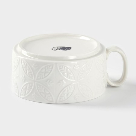 Porcelain tea set on the bamboo stand Bellatenero "Ornament", 2 items: kettle 400 ml, mug 280 ml, white color-4