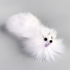 A mouse made of natural fur, up to 11 cm with a tail, white