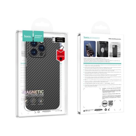 Hoco Case for iPhone 14 Pro, Kevland texture, Magsafe support, black-4