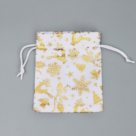 Bag Gift canvas "Golden Flower", embossing, 10 x 12 cm +/- 1.5 cm, New Year-4