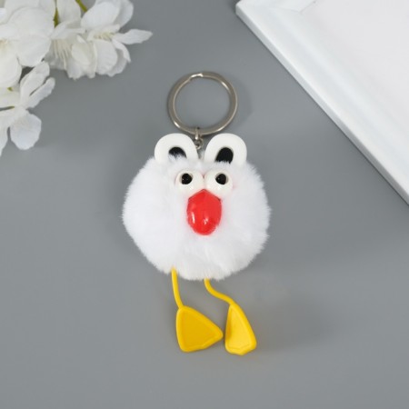 Fluffy on the ring "Bright -eyed raven" white 9.5x6x6 cm-1