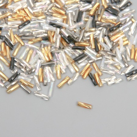 Glass beads 2x6 mm "spiral tubes. Classic mix" 10 g ≈300 pcs-1