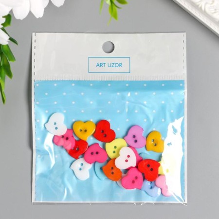 Buttons plastic for creativity "curved heart" set of 20 pcs mix 1.5x1.5 cm-4
