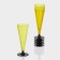 A plastic disposable “cone” plastic glass, 150-180 ml, 6 pcs in packaging, yellow color with a black leg
