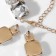 Set 2 objects: earrings, necklace “jewel” squares, white color in gold, 32 cm