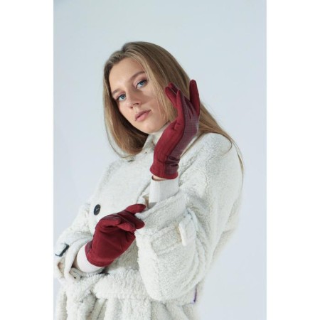 Gloves are female, dimensionless, without insulation, burgundy color-1