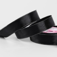 A satin ribbon “Silver threads”, 25 mm × 23 ± 1 m, black color No. 39