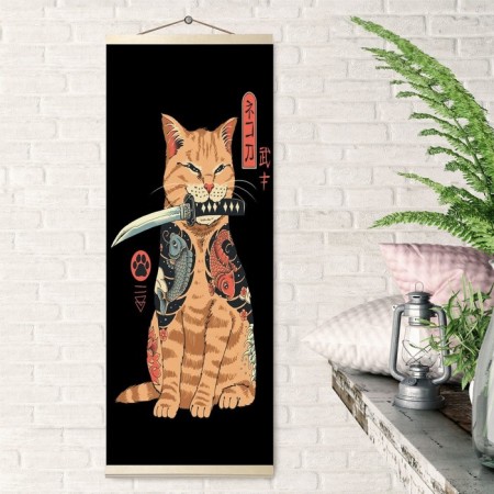 Picture on the numbers "Panel. Samurai cat ", 35 × 88 cm, 9 colors