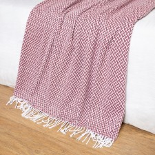 Valencia plaid 140x200cm, white/burgundy, cotton 50%, polyester 30%, pan 20%