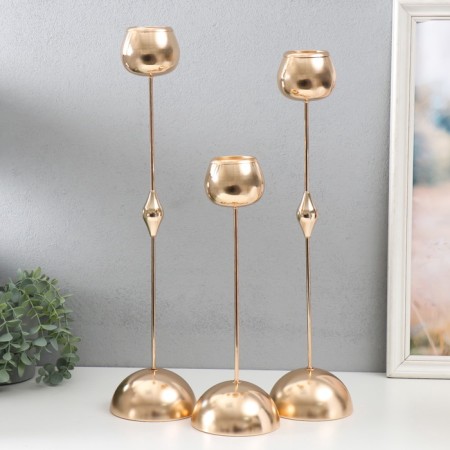 Summary metal per 1 candle "Drop" set 3 pcs d = 5 cm gold 12x36.5, 12x46.5, 12x56 cm-1