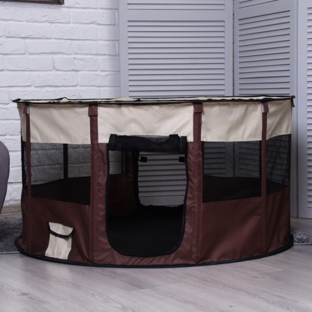 Animal aviary, tent, round, 110 x 55 cm, brown-4