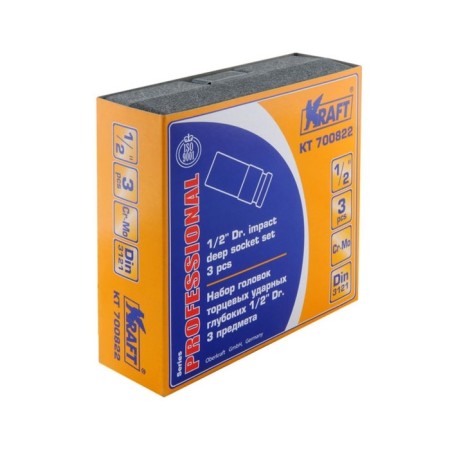 A set of heads of end kraft kt700822, deep, drums, 1/2 ", 17-21 mm, 3 subjects-3