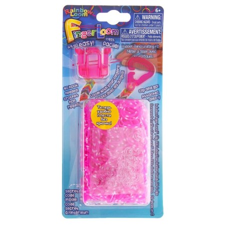 Finger Loom bracelets set, included: pink rubber bands, clips, machine