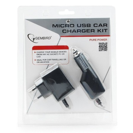 Set of chargers Gembird MP3A-Car-KIT1, MicroUSB connector, black-1