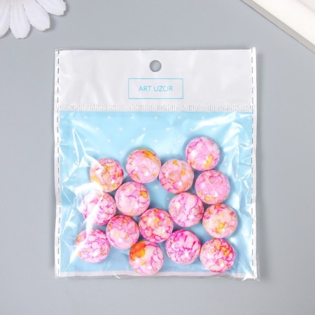 Beads for creativity plastic "Marble. Pink" set of 15 pcs 1.7x1.7x1 cm-2