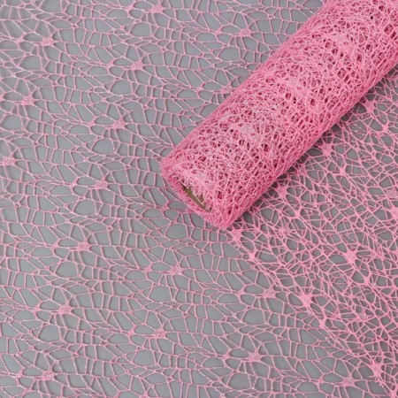 Flower packaging "Spider Web with glitter" pink, 48 cm x 4.5 m