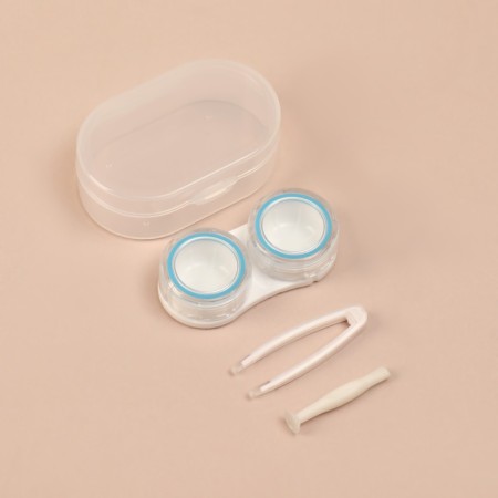 Set for contact lenses, in case, 3 objects, transparent color/mix-3