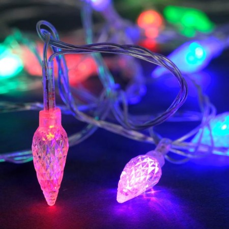 Garland “thread” 5 m with nozzles “cones”, ip20, transparent thread, 20 LED, glow of multi (RG/RB), flashing, 220 V-2