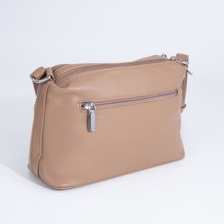Bag Cross-Bodi with a zipper, dark beige color-1