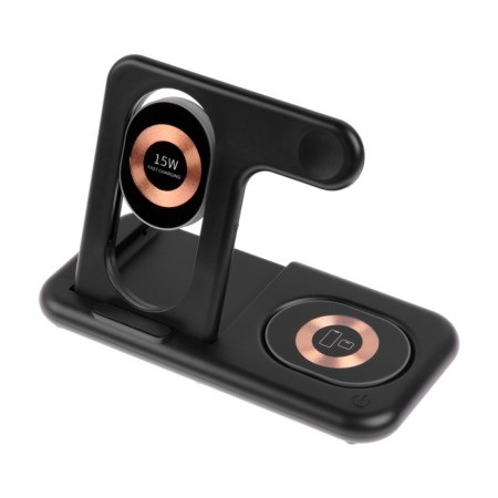 Wireless charger 3 in 1 Y36, 15 W, folding, backlight, USB, Type-C, black