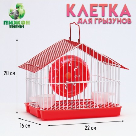A cage for rodents equipped RT-2T, 22 x 16 x 20 cm, red (packing 30 pcs)