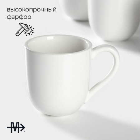A set of porcelain mugs Magistro Mien, 6 items: 270 ml, white color-1