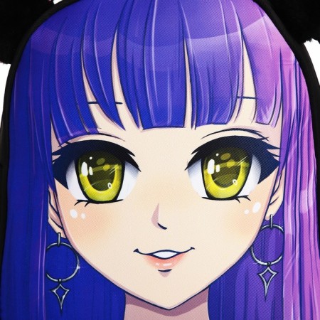 School textile backpack with ears on the hairpins "Anime", 27x23 cm, black/purple-4