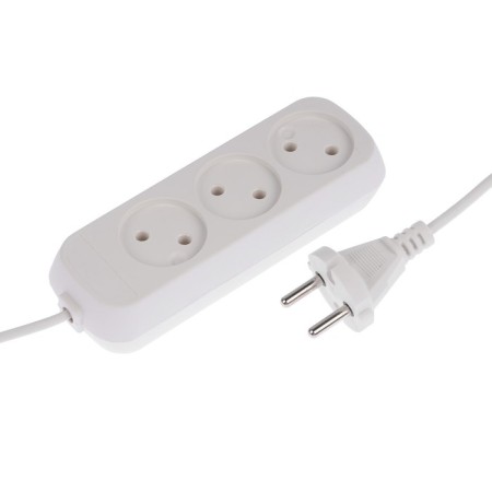 Extension cord 3 sockets, 1.7 m, 10 A, 2200 W, PVS 2x0.75 mm2, without salary, white-1