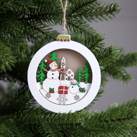 Christmas tree toy "Snowmen in the forest", from batteries, glow warm white-1