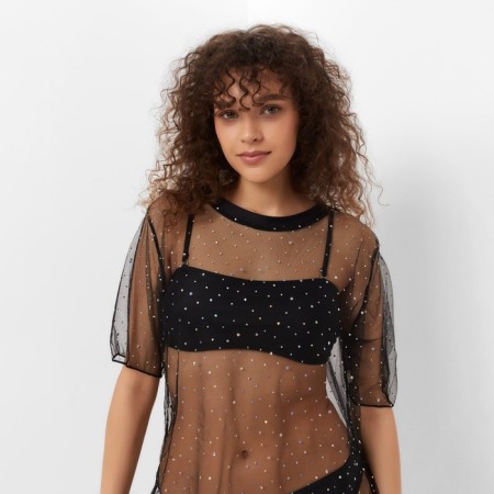 Female Separate swimsuit with tunic minku color black, size 44-3