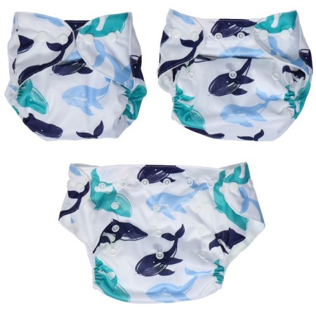 Panties - diapers, reusable, with the 3 -layer liner "Whales"-7