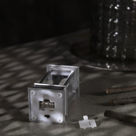 LED figure “Silver Lantern with candles” 5.5 × 13 × 5.5 cm, plastic, batteries AG13x3, glow warm white-2