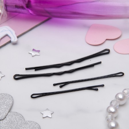 Invisibility for hair "Assorted" (set 60 pcs - 4.5 cm, 15 pcs - 6.5 cm) black-1