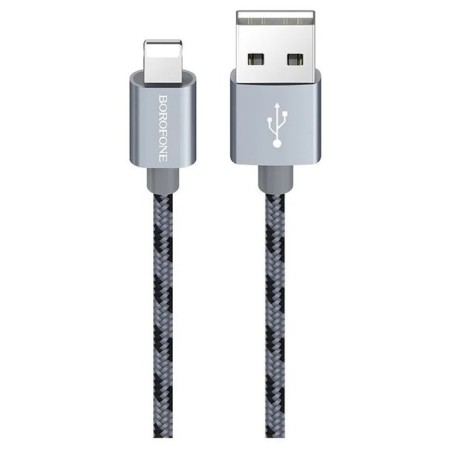 Cable Borofone BX24, Lightning - USB, 2.4 A, 1 m, nylon braid, gray-1