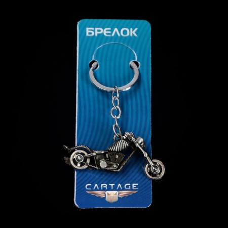 Cartage keychain, bike, metal, dark chrome-1