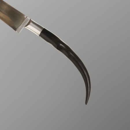 Knife Pchak Sharkhon - Chirchik, Saigak curved, Garda tin engraving. ShH-15 (11-12 cm)-1