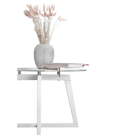 Gouring Rill table 445, 700x700x440, white/glass Transparent circle-4