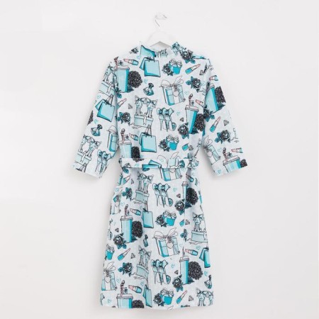 Women's bathrobe Ethel "Mint Mood" sleeve 3/4, size 50-52, waffle 200g/m2, 100% cotton-7
