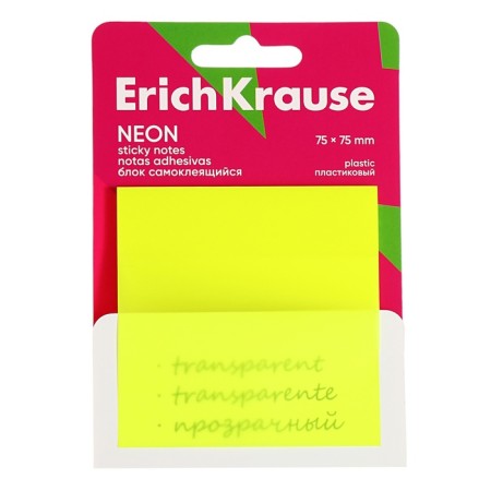 Block with a sticky edge plastic 75x75 mm, Erichkrause "Neon", 50 sheets, mix-2