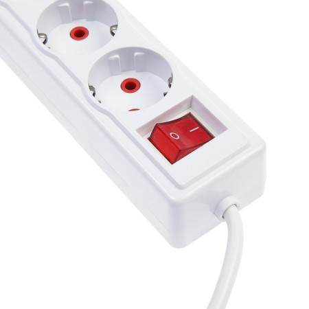 Extension cord Luazon Lighting, 3 sockets, 3 m, 10 A, 2200 W, 2x0.75 mm2, 2xUSB, with excavation, b-2