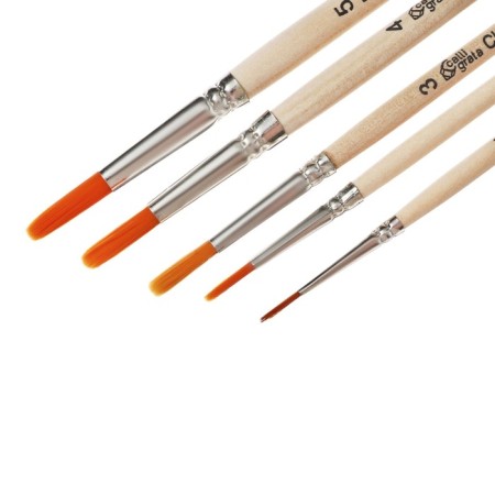 System Synthetics 5 pieces, calligrata No. 1 (round No.: 1, 2, 3, 4, 5), wooden handle-3