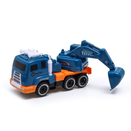 Construction truck, mobile details, light and sound, works from batteries, blue color-2