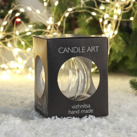 Christmas tree toy "ball" rifted, 8 cm transparent-1